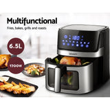 Devanti 6.5L Oil-Free Air Fryer with LCD Touch Control and Clear Viewing Window