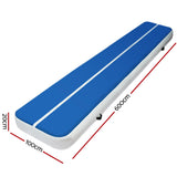 6m x 1m Inflatable Air Track Mat 20cm Thick Gymnastic Tumbling Blue And White - Front View