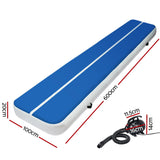 Everfit 6X1M Inflatable Air Track Mat 20CM Thick with Pump Tumbling Gymnastics Blue - Front View