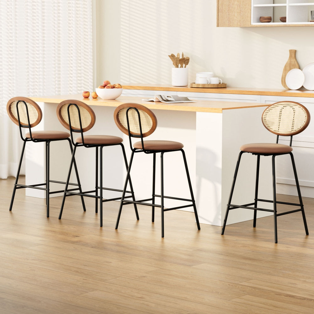 Artiss 4x Bar Stools PU Leather Stools Brown