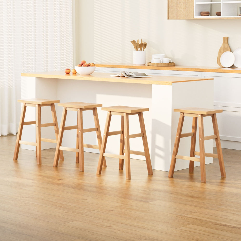 Artiss 4x Bar Stools Kitchen Chairs Wooden Nature