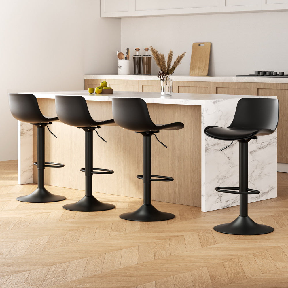 Artiss 4x Bar Stools Padded Seat Gas Lift Black