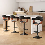 Artiss 4x Bar Stools Gas Lift Leather w/Armrest All Black