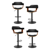 Artiss 4x Bar Stools Gas Lift Leather w/Armrest All Black