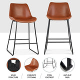 Artiss 4x Bar Stools Leather Padded Metal Legs Brown