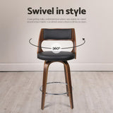 Artiss 4x Bar Stools Swivel Leather Chair 65cm