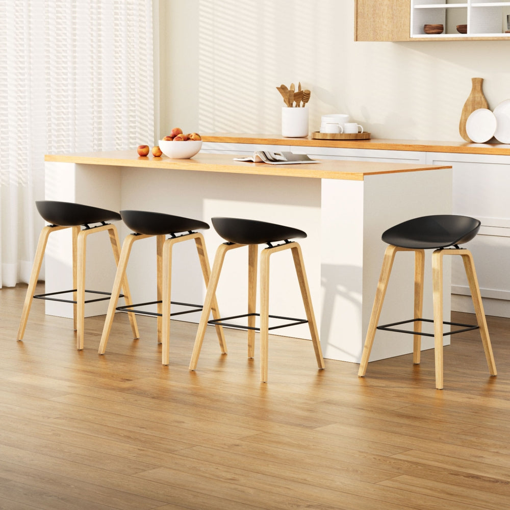 4x Artiss Bar Stools Kitchen Counter Stool Dining Chairs Wooden Black