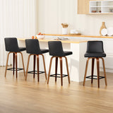 Artiss 4x Bar Stools Swivel Leather Padded Wooden