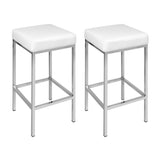 Artiss 4x Bar Stools Leather Padded Metal White