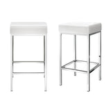 Artiss 4x Bar Stools Leather Padded Metal White