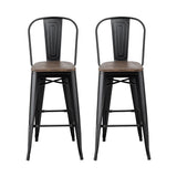 2x Artiss Metal Bar Stools Wooden Seat Retro Counter Stool