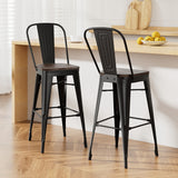 2x Artiss Metal Bar Stools Wooden Seat Retro Counter Stool