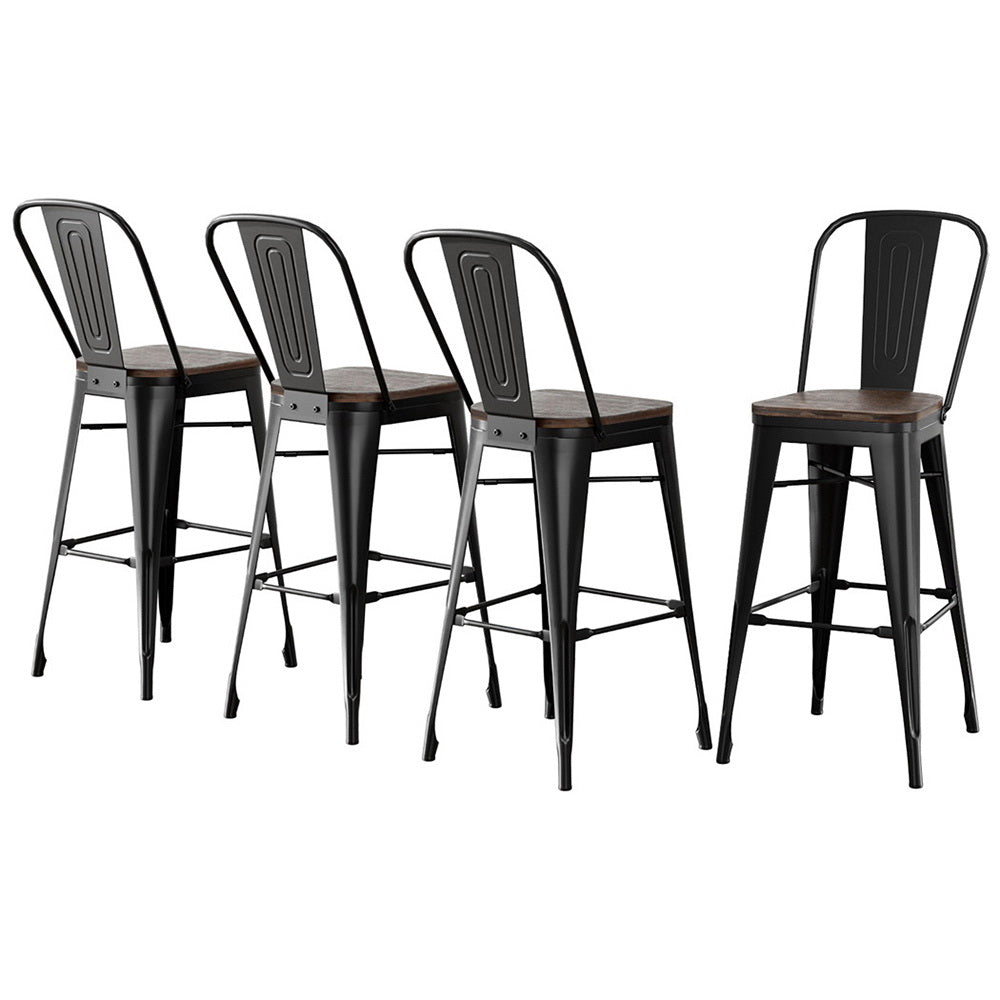 4x Artiss Metal Bar Stools Wooden Seat Retro Counter Stool