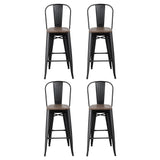 4x Artiss Metal Bar Stools Wooden Seat Retro Counter Stool