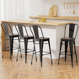 4x Artiss Metal Bar Stools Wooden Seat Retro Counter Stool