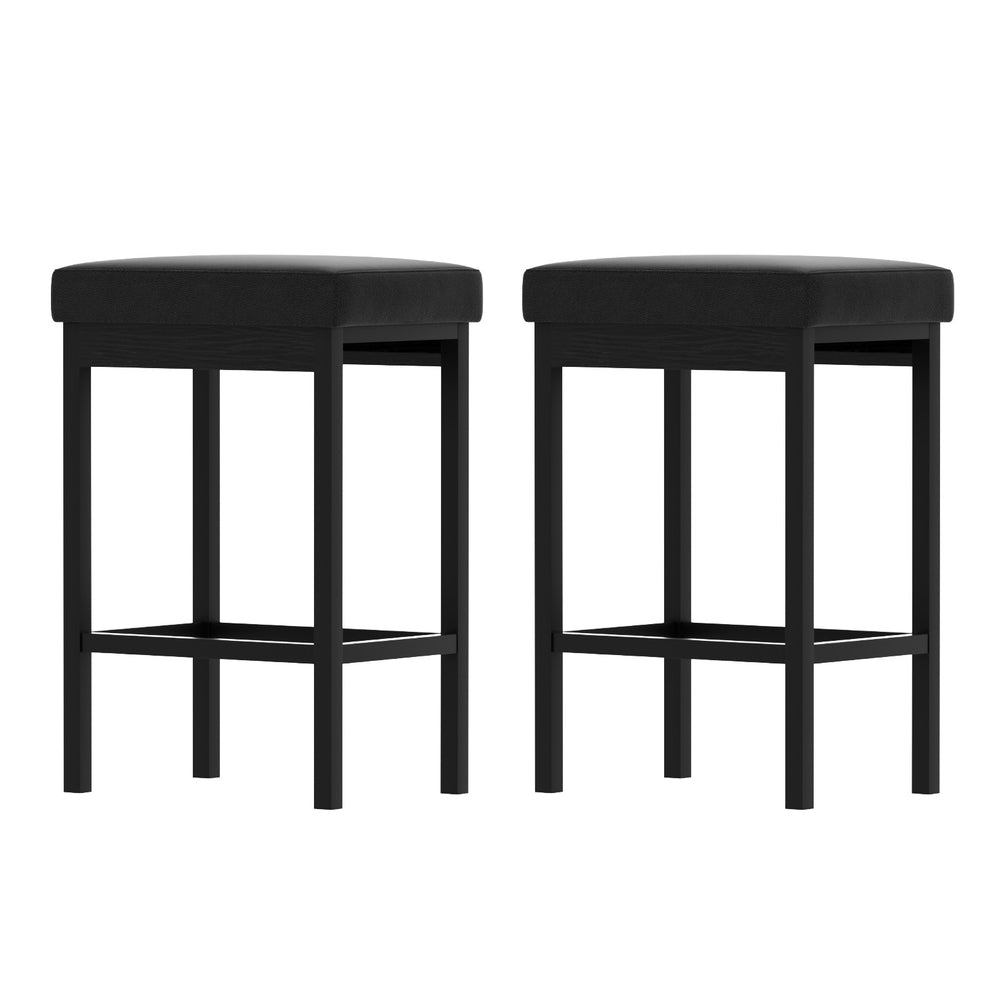 2x Artiss Metal Bar Stools PU Seat Dining Counter Chairs