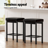 2x Artiss Metal Bar Stools PU Seat Dining Counter Chairs