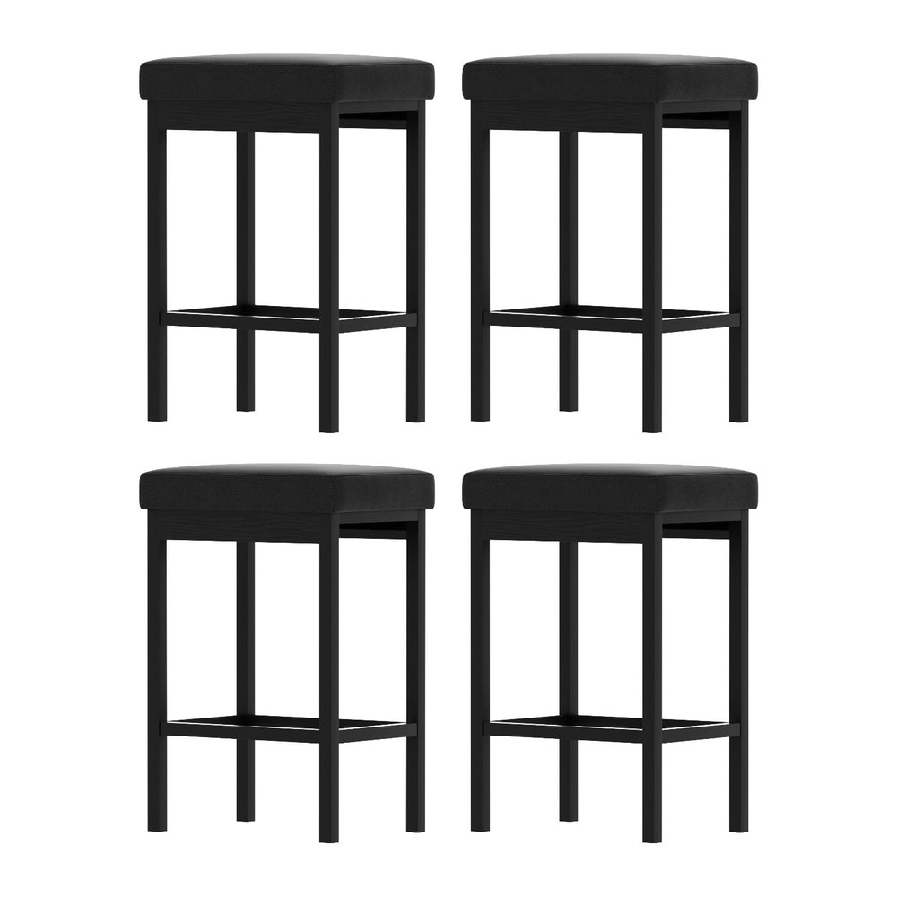 A Set of 4 Artiss Metal Bar Stools PU Seat Dining Counter Chairs