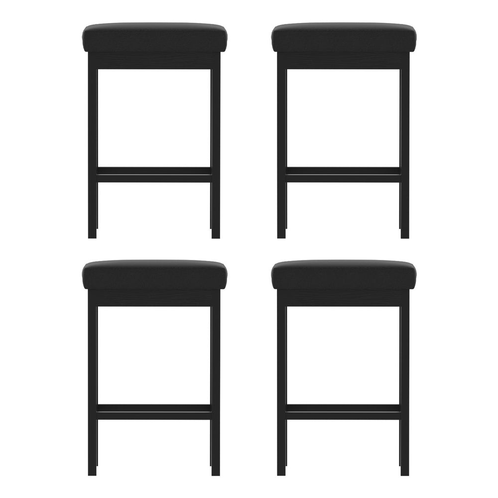 A Set of 4 Artiss Metal Bar Stools PU Seat Dining Counter Chairs