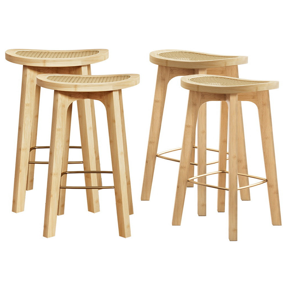 Artiss 4x Bar Stools Bamboo Rattan Stool Counter Chair Kitchen Barstools