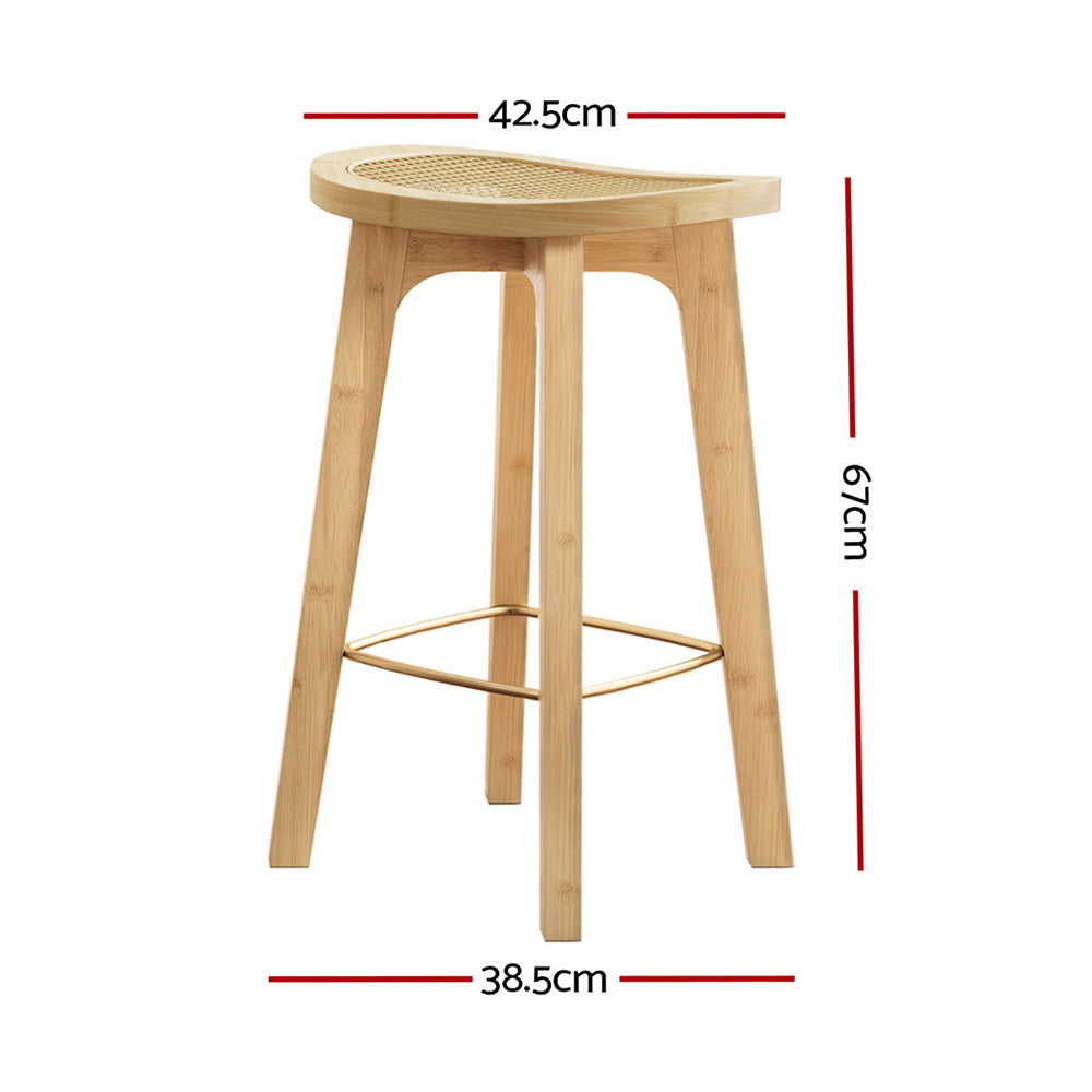 Artiss 4x Bar Stools Bamboo Rattan Stool Counter Chair Kitchen Barstools