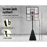 Everfit 3.05M Basketball Hoop Stand System Adjustable Height Portable Black Pro - 45-Degree Angle