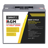 Giantz AGM Deep Cycle Battery 12V 25Ah Box Portable Solar Caravan Camping - Side View