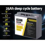 Giantz AGM Deep Cycle Battery 12V 25Ah Box Portable Solar Caravan Camping - Top-Down View