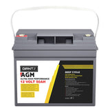 Giantz AGM Deep Cycle Battery 12V 50Ah Box Portable Solar Caravan Camping - Side View