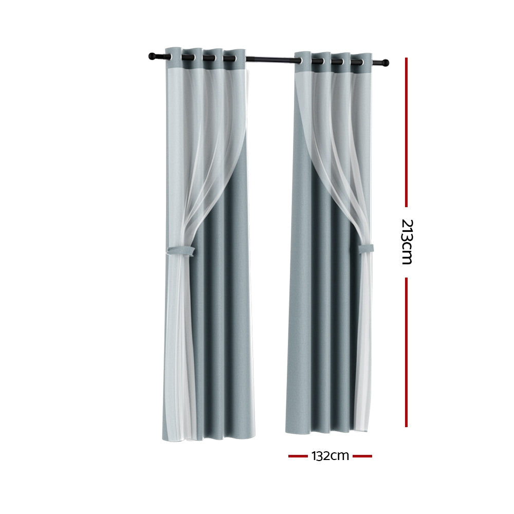 Artiss Light Grey Thermal Insulated Blockout Curtains - 132x213cm (2 Panels)