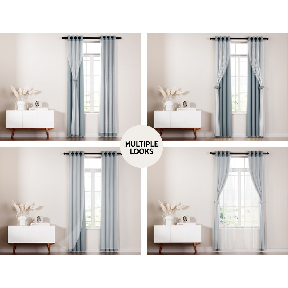 Artiss Light Grey Thermal Insulated Blockout Curtains - 132x213cm (2 Panels)