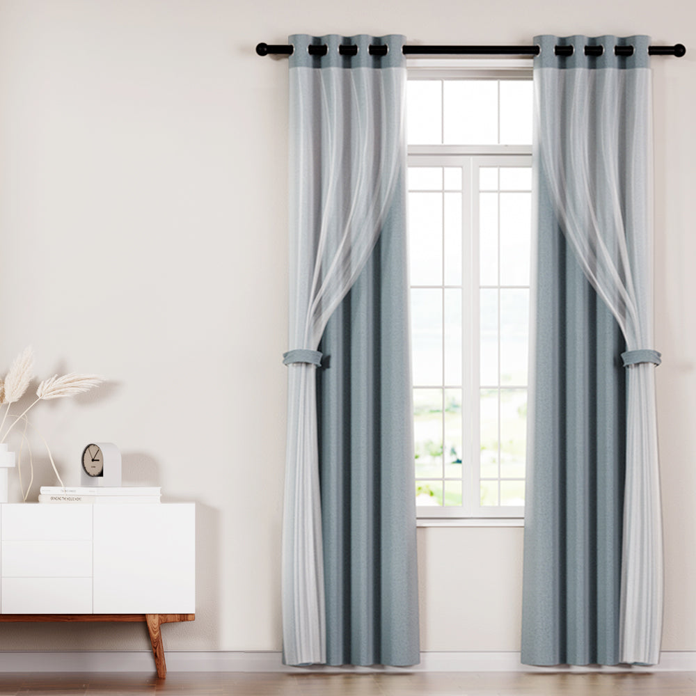 Artiss Light Grey Thermal Insulated Blockout Curtains - 132x213cm (2 Panels)