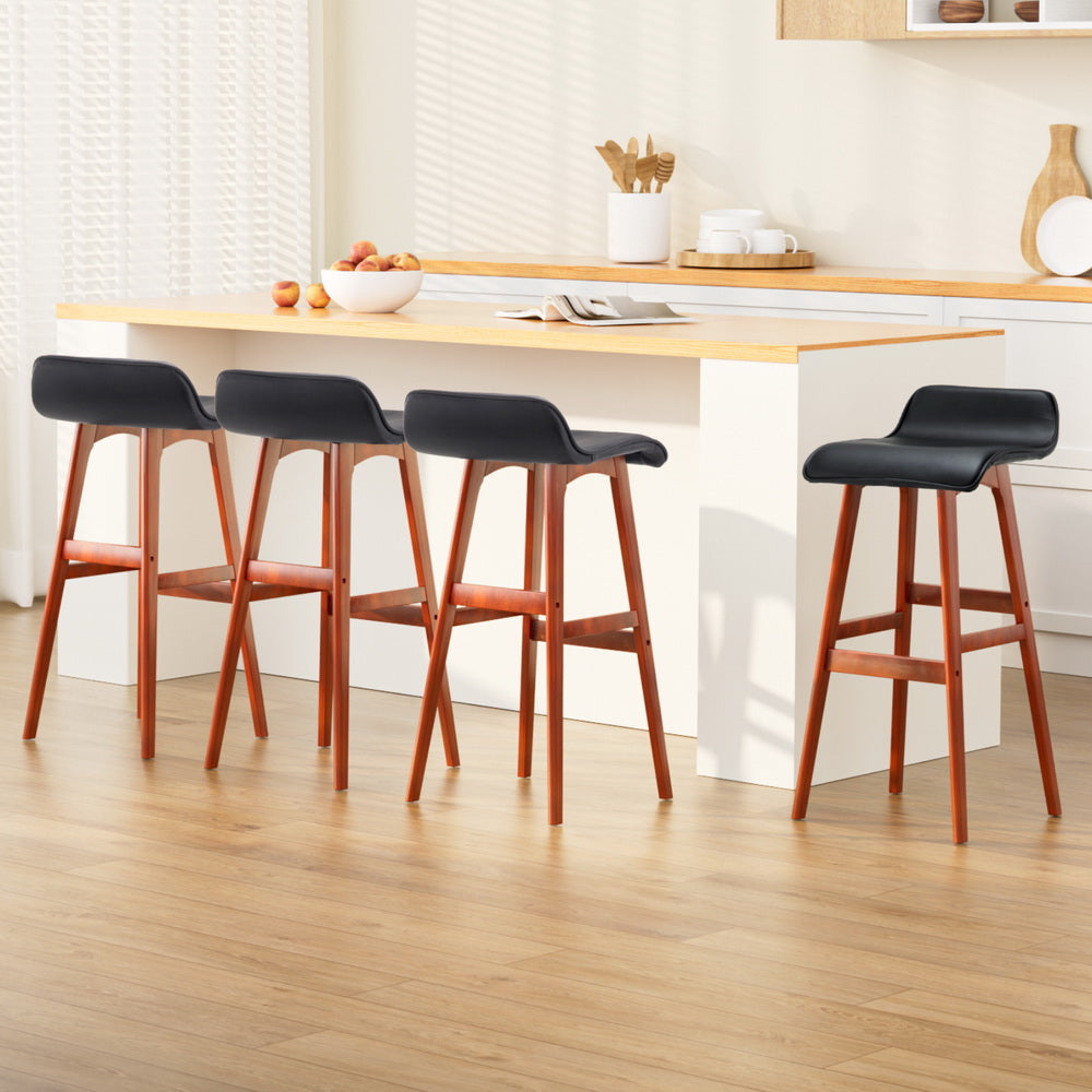 Artiss 4x Bar Stools Wooden Stool Black