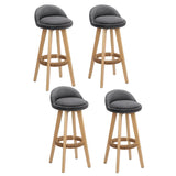 Artiss 4x Bar Stools Padded Linen Wooden Grey - Close-Up Angle