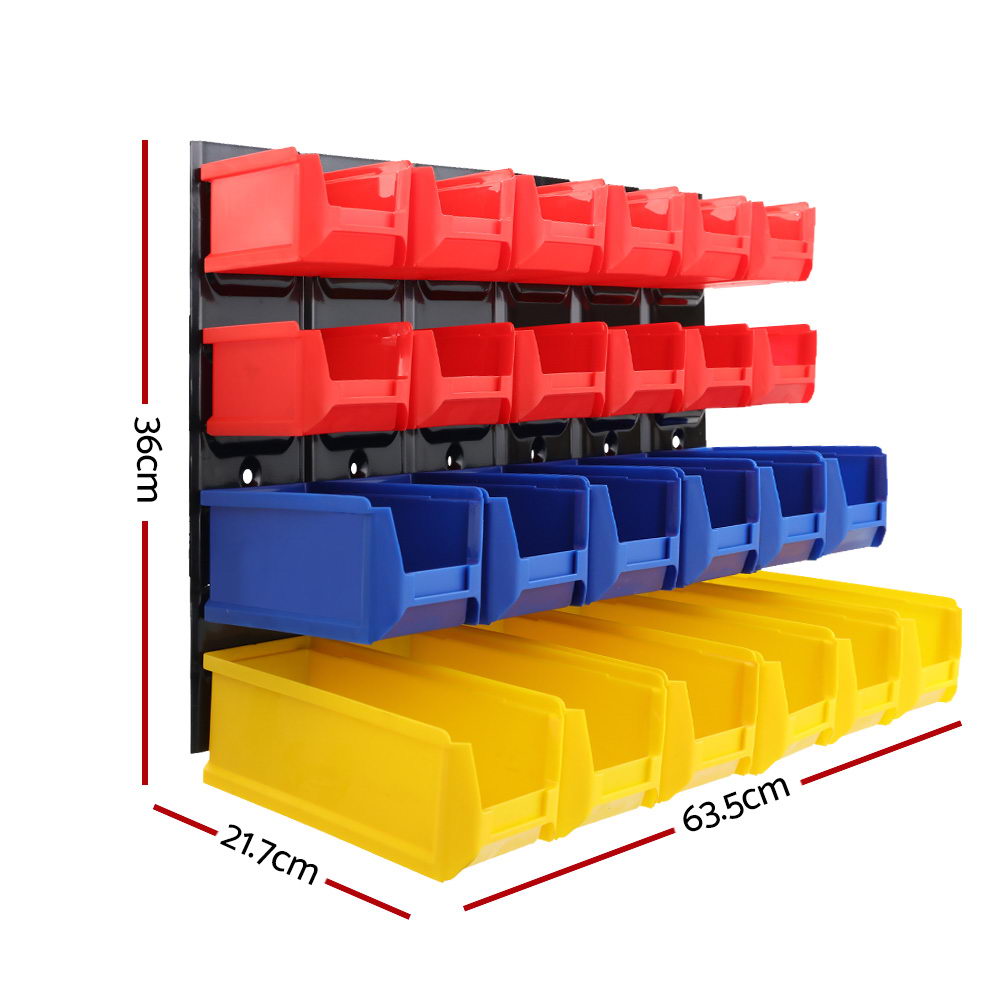 Giantz 48 Storage Bin Rack Wall Mounted Peg Board