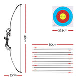 Beginner's Recurve Takedown Archery Set - 55lbs Bow and 12 Fiberglass Arrows in Red