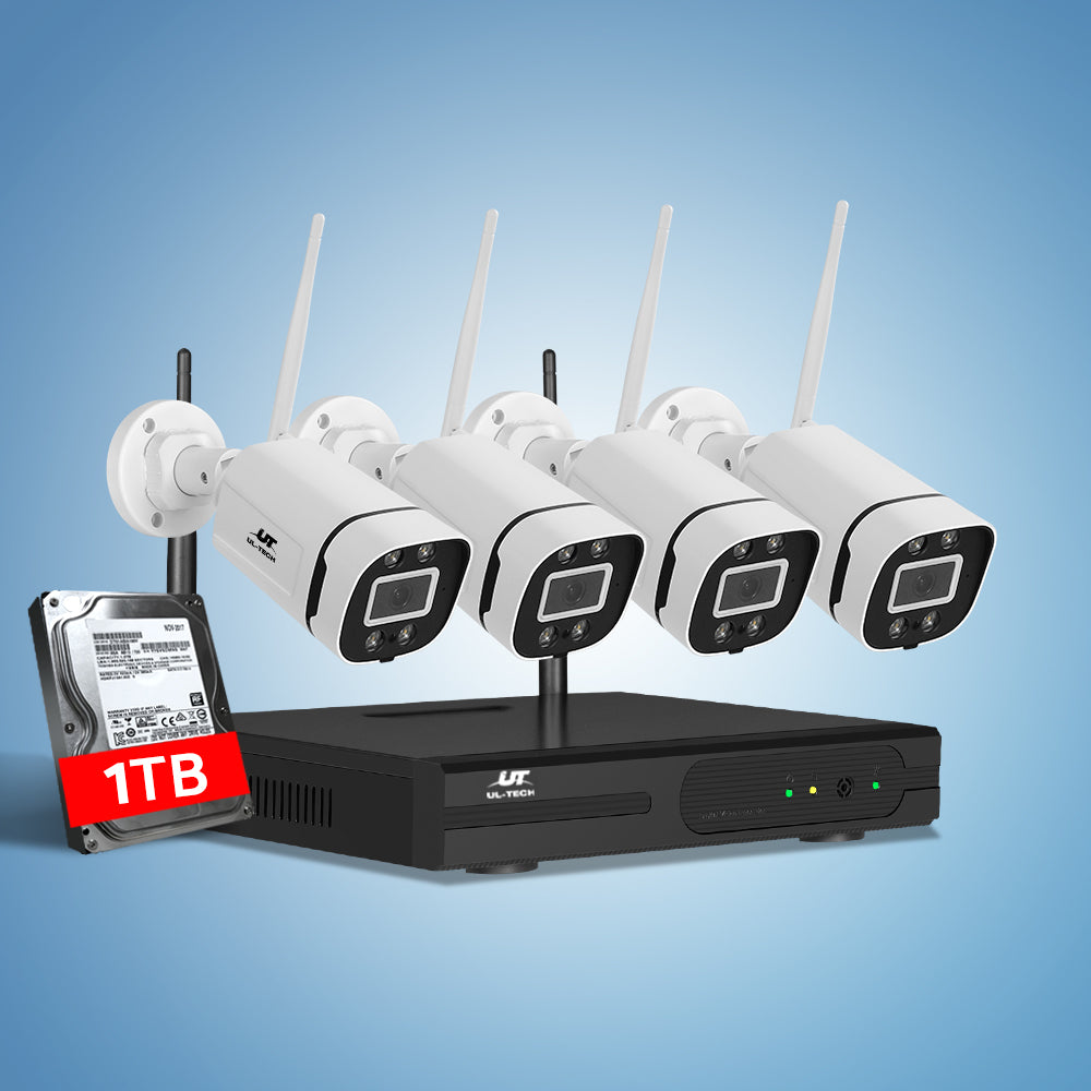 UL-Tech 8-Channel Wireless Security Camera System with 4x 3MP Cameras and 1TB Storage