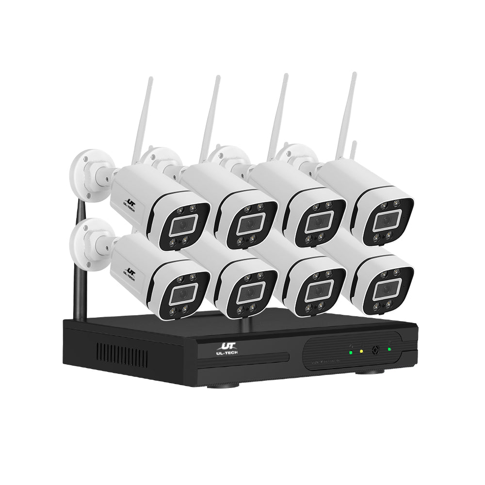 8-Channel UL-Tech Wireless 3MP Security Camera System with Night Vision and Two-Way Audio