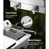 Devanti 20L Electric Commercial Deep Fryer Double Baskets Oil Taps 6000W