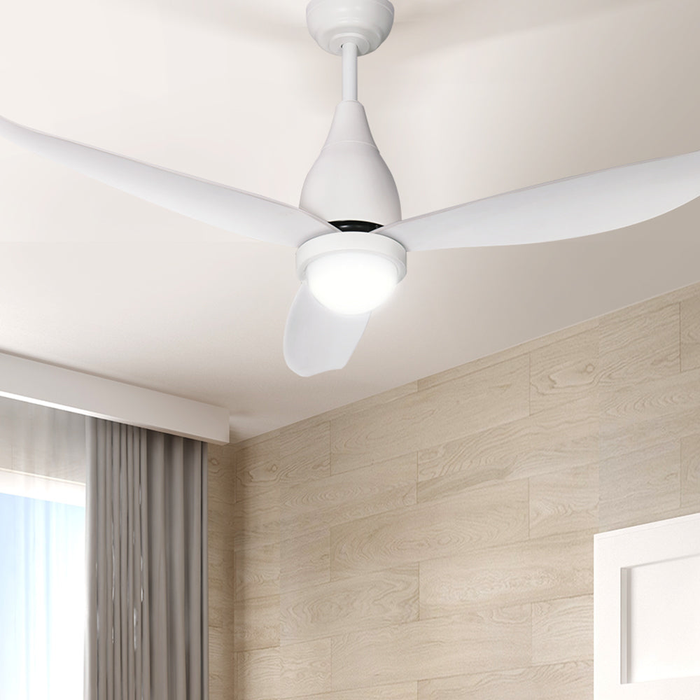 Devanti 52-Inch DC Motor Ceiling Fan with LED Light and Remote Control - White