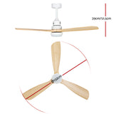 Devanti 52'' Remote-Controlled Ceiling Fan with LED Light - Light Wood Finish