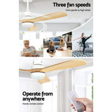 Devanti 52'' Remote-Controlled Ceiling Fan with LED Light - Light Wood Finish