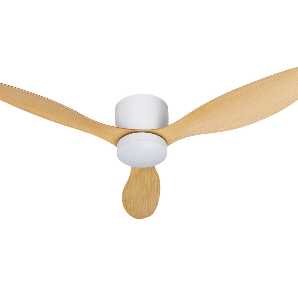 Devanti 52-Inch DC Motor Ceiling Fan with LED Light and Remote Control - Light Wood Finish