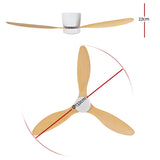 Devanti 52-Inch DC Motor Ceiling Fan with LED Light and Remote Control - Light Wood Finish