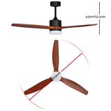 Devanti 52'' Dark Wood Ceiling Fan with LED Light and Remote Control - 3 Blade Design