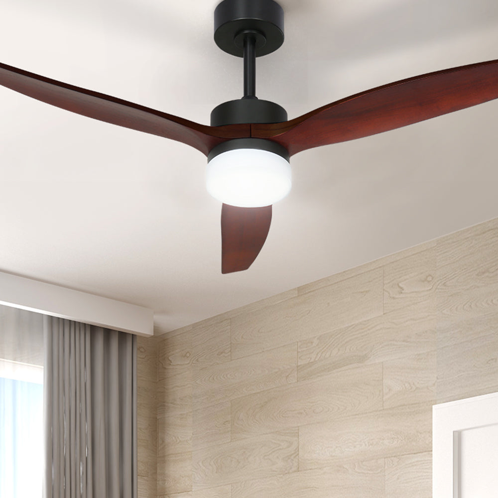 Devanti 52'' Dark Wood Ceiling Fan with LED Light and Remote Control - 3 Blade Design