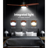 Devanti 52'' Dark Wood Ceiling Fan with LED Light and Remote Control - 3 Blade Design