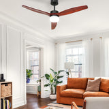 Devanti 52'' Dark Wood Ceiling Fan with LED Light and Remote Control - 3 Blade Design