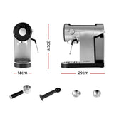 Devanti 20-Bar Espresso Maker with Milk Frother and Mug Warmer