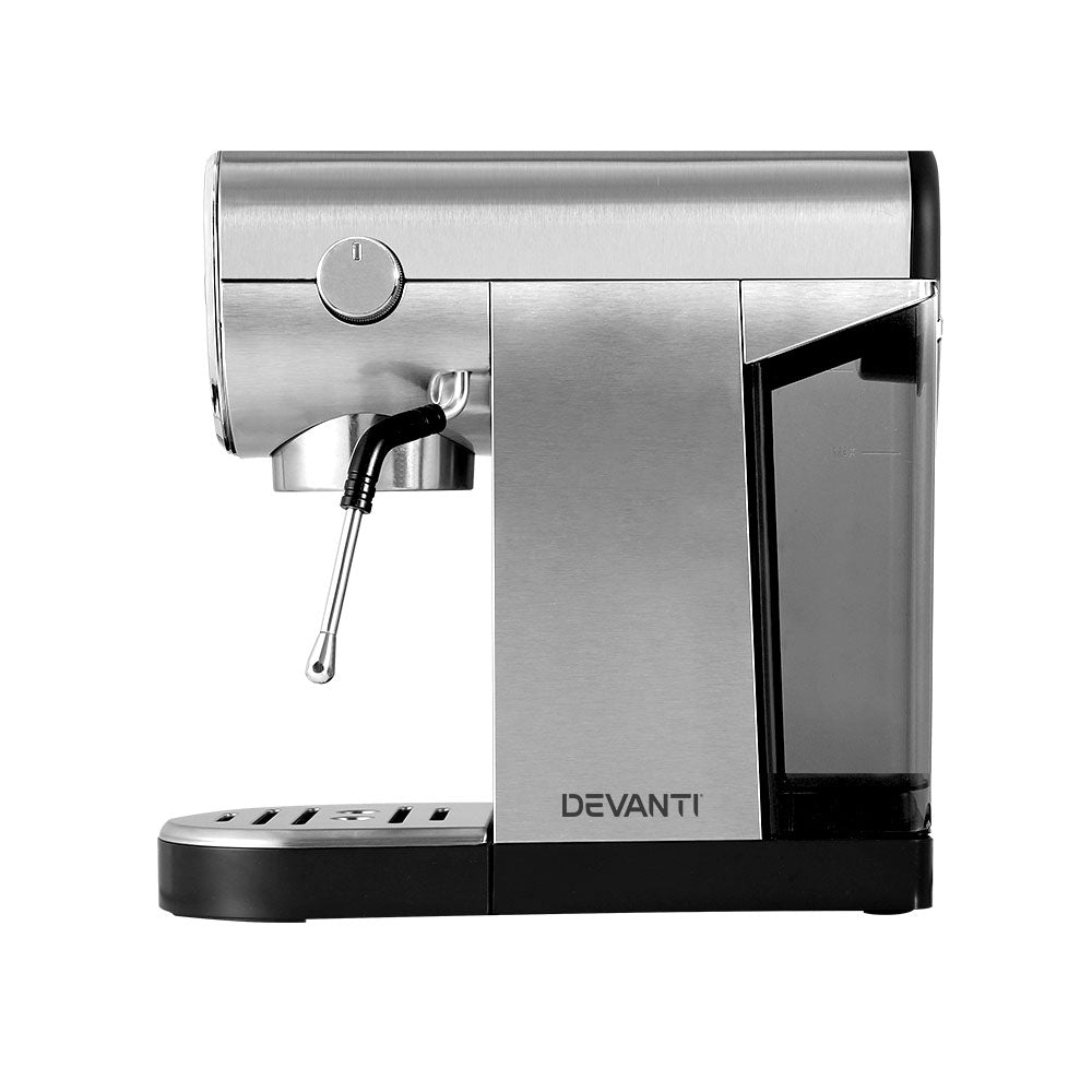 Devanti 20-Bar Espresso Maker with Milk Frother and Mug Warmer